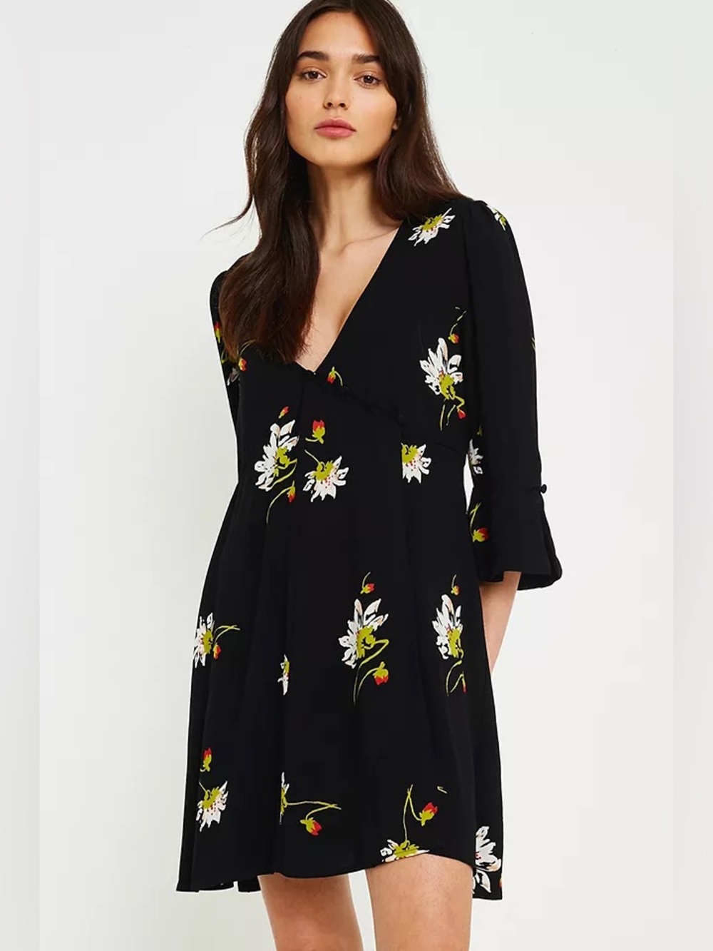 Free People Time On Your Side black floral mini dress size Small